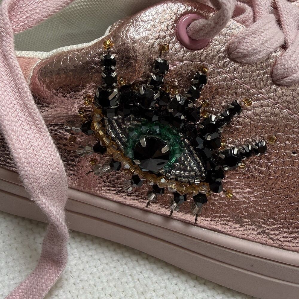 Kurt Geiger London Mini Laney Eye Sneakers Girls Size 3 Pink Lace Up Shoes - Picture 3 of 11
